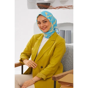 Relax Geometrik Line Soft Eşarp Turkuaz 1145-06