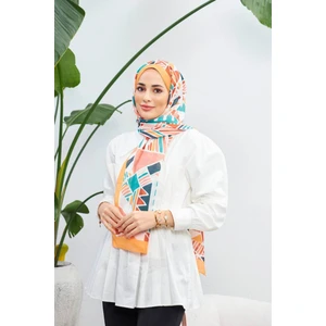 Geo Etnik Soft Şal Ekru Turkuaz 3039-05