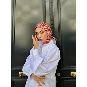 Relax Ebruli Soft Eşarp Kırmızı Beyaz 1147-15