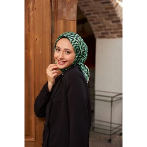 Geo Trefoil Soft Eşarp Yeşil Siyah 1159-12