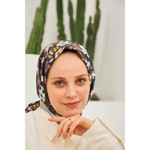 Amelia Desenli Pamuk Şal Siyah Kahve 3025-19
