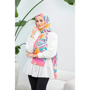 Geo Etnik Soft Şal Turkuaz Pembe 3039-04