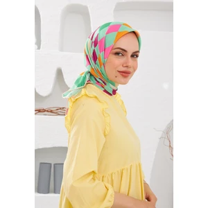 Relax Geometrik Ala Soft Eşarp Şeftali Sarı 1139-14