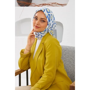 Relax Geometrik Trapz Soft Eşarp Beyaz Krem 1144-18