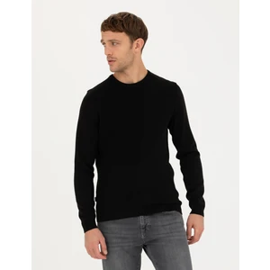 Pierre Cardin Erkek Siyah Slim Fit Bisiklet Yaka Triko Kazak 50281823-VR046