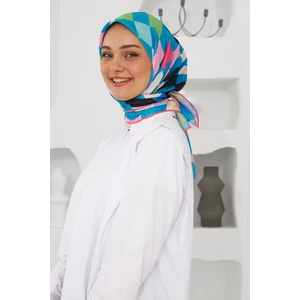 Relax Geometrik Ala Soft Eşarp Pembe 1139-04