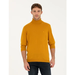 Pierre Cardin Erkek Safran Slim Fit Balıkçı Yaka Yün Karışımlı Basic Triko Kazak 50270052-VR043