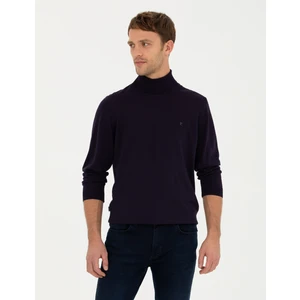 Pierre Cardin Erkek Mor Slim Fit Balıkçı Yaka Yün Karışımlı Basic Triko Kazak 50270052-VR038