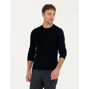 Pierre Cardin Erkek Lacivert Slim Fit Bisiklet Yaka Triko Kazak 50281823-VR033