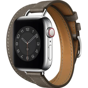 Apple Watch Hermes Kordon Double Attelage Apple Watch 38/40/41MM ve Apple Watch 10 42mm Uyumlu ( Logolu)