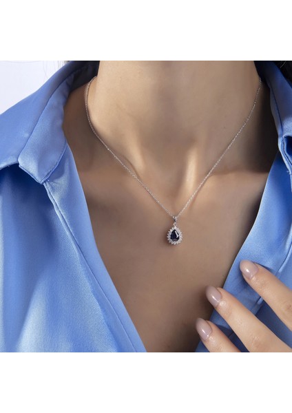 1.35 Ct F-G Vs-Si 3.45 gr 14 K Jwd Safir Kolye