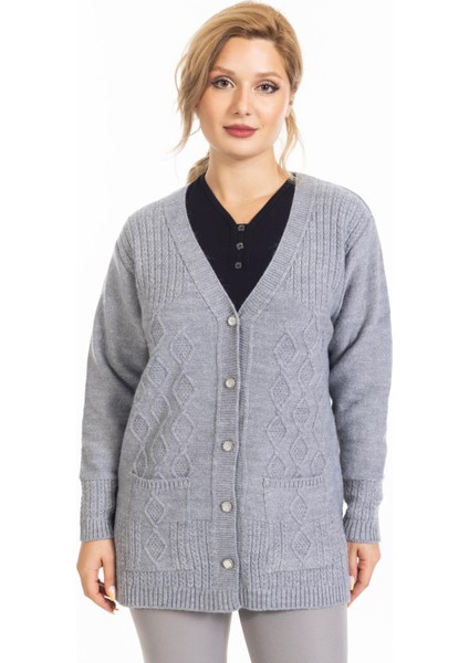 Yüksek Kalite Kadın Orta Yaş ve Üzeri Düğmeli Hattuş Anne Sıcak Hırka 1004