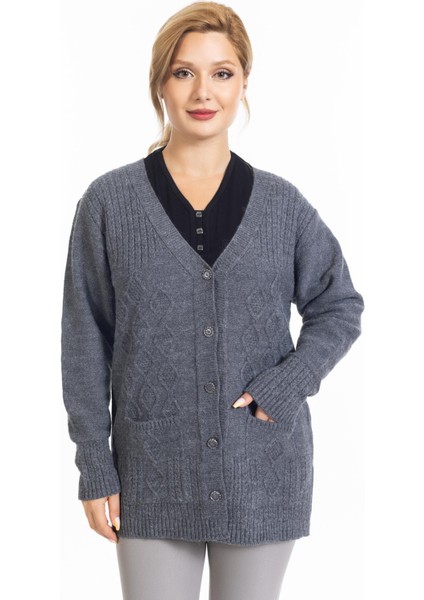 Yüksek Kalite Kadın Orta Yaş ve Üzeri Düğmeli Hattuş Anne Sıcak Hırka 1004