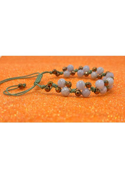 6mm Ipli Mavi Kalsedon Ayarlanabilir Ölçü Doğal Taş Bileklik modelleri