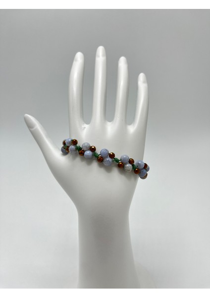 6mm Ipli Mavi Kalsedon Ayarlanabilir Ölçü Doğal Taş Bileklik fırsatları