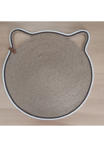 Kedi Mama Paspası Hasır Paspas Evcil Hayvan Su Kabı Mama Kabı Matı El Yapımı Dekoratif Kedi - 44X44 cm