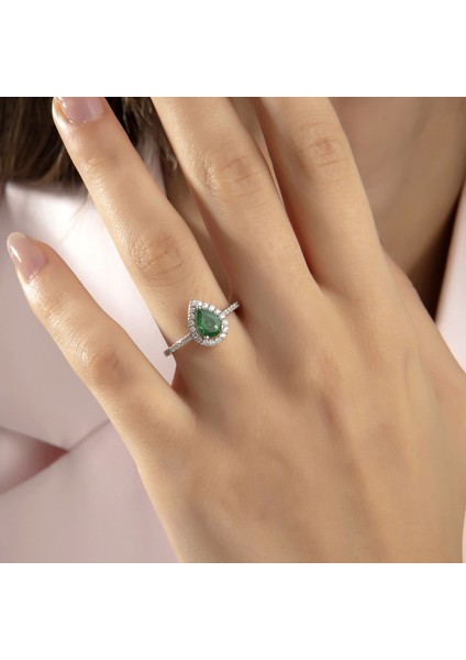 0.91 Ct F-G Vs-Si 2.46 gr 14 K Jwd Zümrüt Yüzük