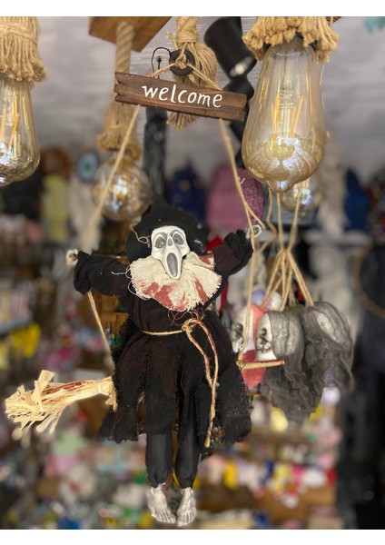 Halloween Sensörlü Sesli Işıklı Welcome Siyah