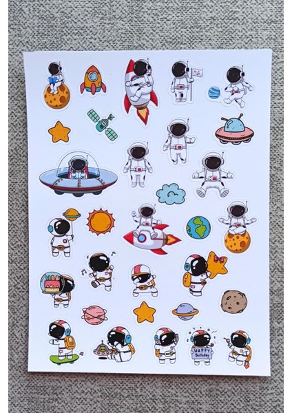 Mona Craftist 31 Adet Astronot Sticker Seti Uzay Sticker Çocuk Sticker