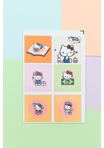 24 Adet Hello Kitty Pusheen The Cat Sticker Seti Sevimli Sticker Kare Sticker Laptop Sticker Sanrio modelleri