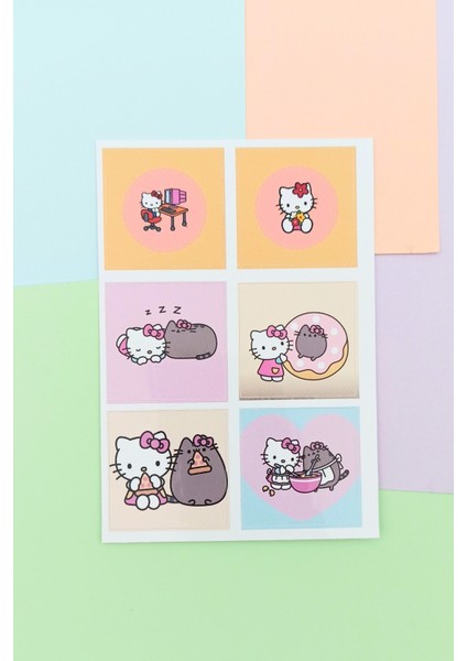 24 Adet Hello Kitty Pusheen The Cat Sticker Seti Sevimli Sticker Kare Sticker Laptop Sticker Sanrio fırsatları
