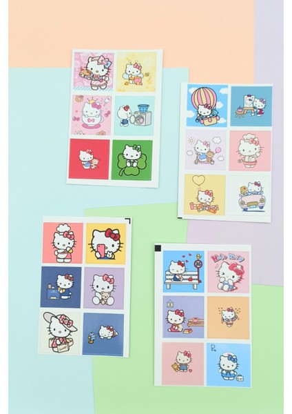 24 Adet Hello Kitty Sticker Sevimli Sticker Kare Sticker Laptop Sticker Sanrio Sticker Seti