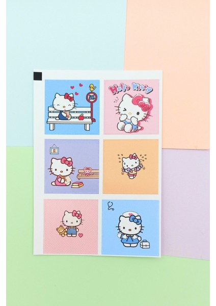 24 Adet Hello Kitty Sticker Sevimli Sticker Kare Sticker Laptop Sticker Sanrio Sticker Seti