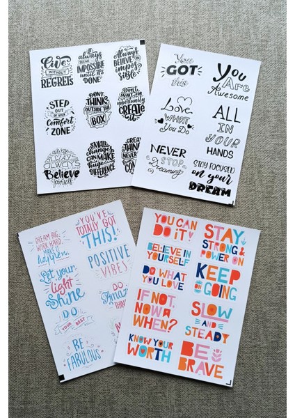 32 Adet Motivasyon Sticker Seti Cümle Sticker Seti Bullet Journal Laptop Termos Scrapbook