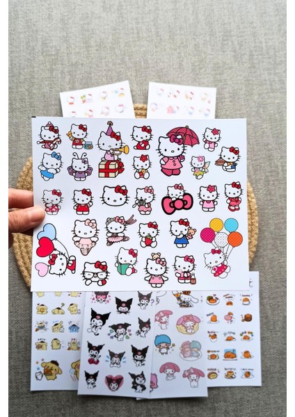 Mona Craftist 133 Adet Sanrio Karakter Sticker Seti Hello Kitty Sticker Kuromi Pompom Purin Gudetama My Melodi