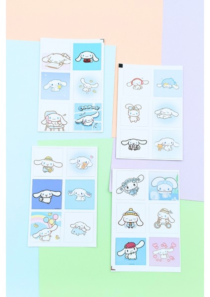 24 Adet Cinnamoroll Sticker Seti Sevimli Sticker Kare Sticker Laptop Sticker Hello Kitty Sanrio