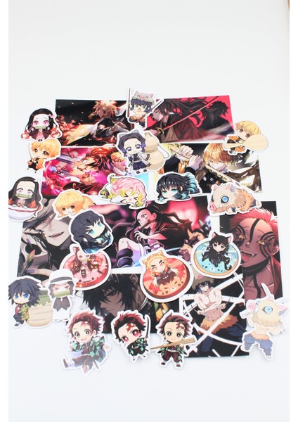 Mona Craftist 29 Adet Demon Slayer Sticker Seti Laptop Sticker Kimetsu Na Yaiba Sticker Anime Sticker