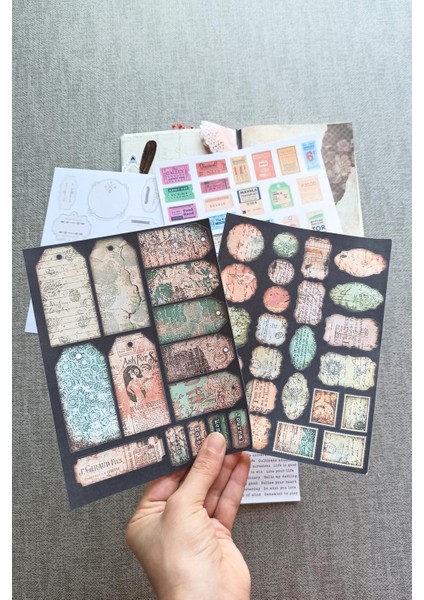 8 Parça Scrapbook Sticker Seti Bullet Journal Sticker Vintage Bilet Cümle Pul Mantar Sticker modelleri