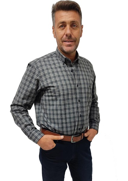 Erkek Kışlık Pamuklu Günlük Klasik Gömlek Erkek Gömlek Kışlık Gömlek OG-027