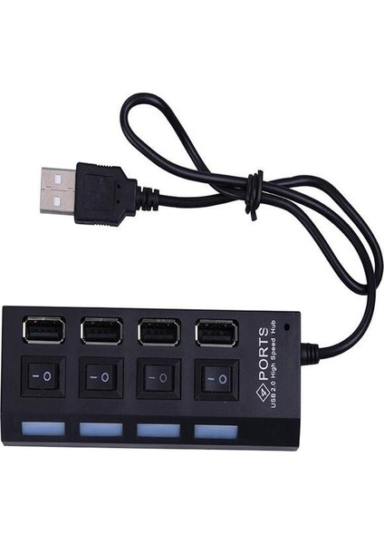 4 Port USB 2.0 Hub Çoğaltıcı Çoklayıcı Switch Işıklı Anahtarlı USB Çoğaltıcı