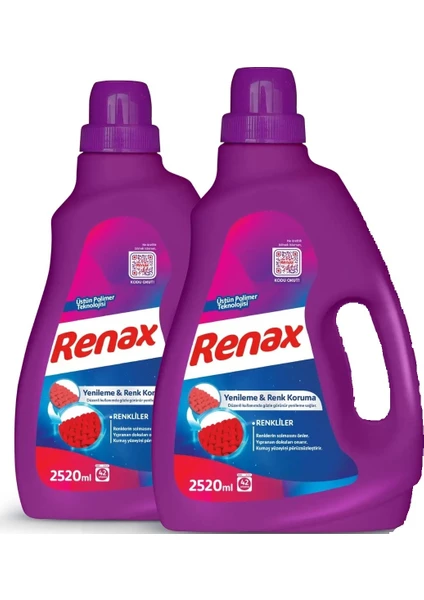 Renax Sıvı Çamaşır Deterjanı Renkliler 2520 ml x 2 Adet