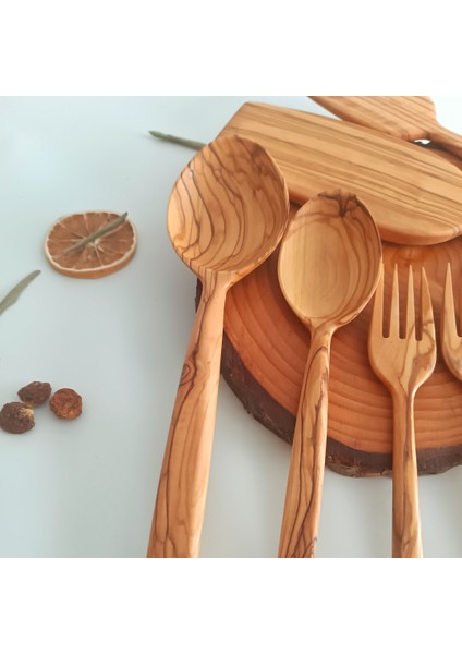 Ahşap Tahta Kaşık, Spatula, Çatal, Bıçak Seti - El Yapımı - Zeytin Ağacı modelleri