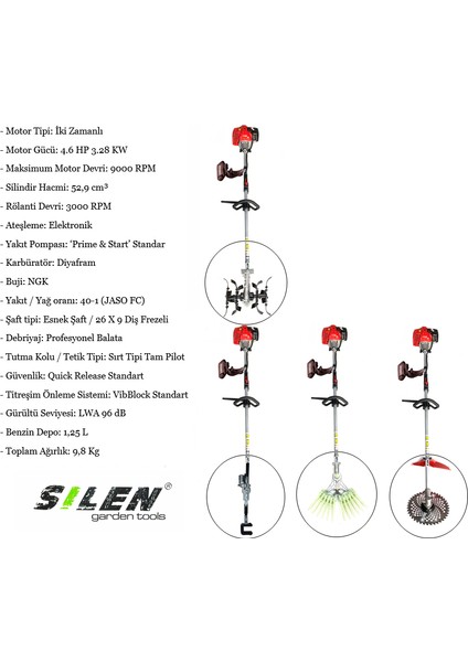 Yan Tırpan + Zeytin Hasat + Fındık Silkeleme + Akrep Çapa Makinesi 3.2kw 4.6hp