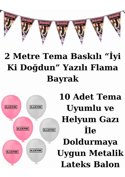 Bayraklı ve Afişli Blackpink 8 Kişilik Doğum Günü Parti Malzemeleri Süsleri Seti Mxst modelleri