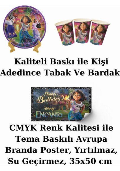 Disney Encanto Bayraklı ve Afişli 16 Kişilik Doğum Günü Parti Malzemeleri Süsleri Seti Mxst