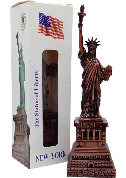 Vintage Metal Usa Özgürlük Heykeli Biblo Antik Bakır 18 cm