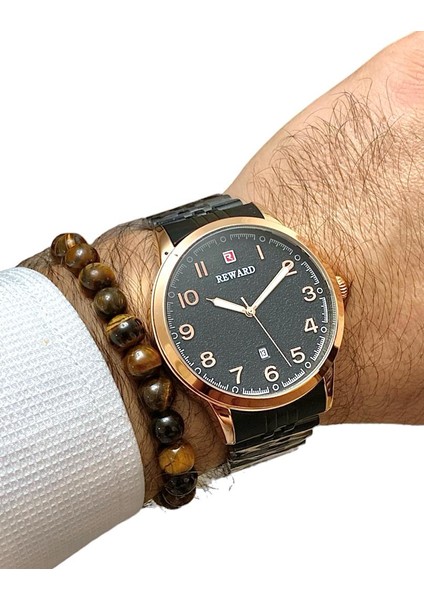 Çelik Kordon Klasik Rakamlı Business Model Takvimli Erkek Kol Saati+Bileklik fiyatları