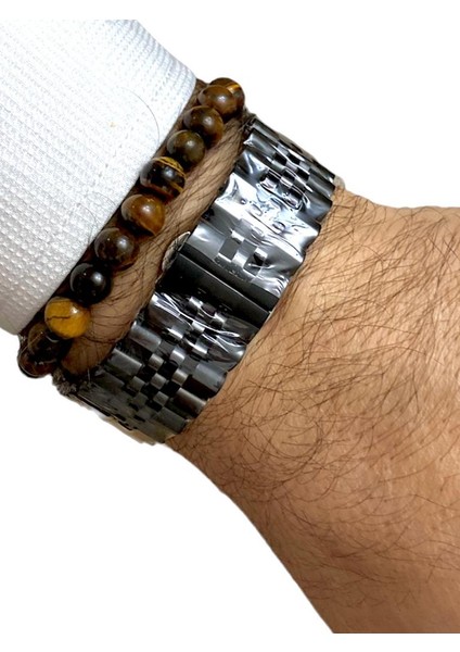 Çelik Kordon Klasik Rakamlı Business Model Takvimli Erkek Kol Saati+Bileklik modelleri