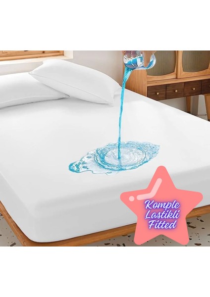 Fitted Komple Lastikli Sıvı Geçirmez Tek/çift Kişilik Yatak Alezi