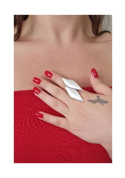 Gümüş Kaplama Çelik Ayaralanabilir Ikili Damla Yüzük modelleri