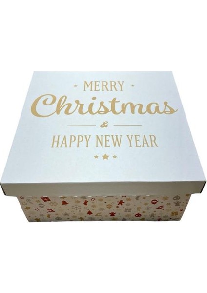 Gold Happy New Year Yazılı Yılbaşı Hediye Kutusu 1 Adet