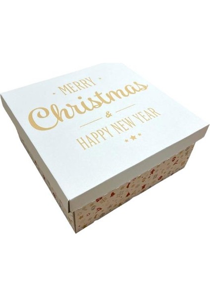 Gold Happy New Year Yazılı Yılbaşı Hediye Kutusu 1 Adet