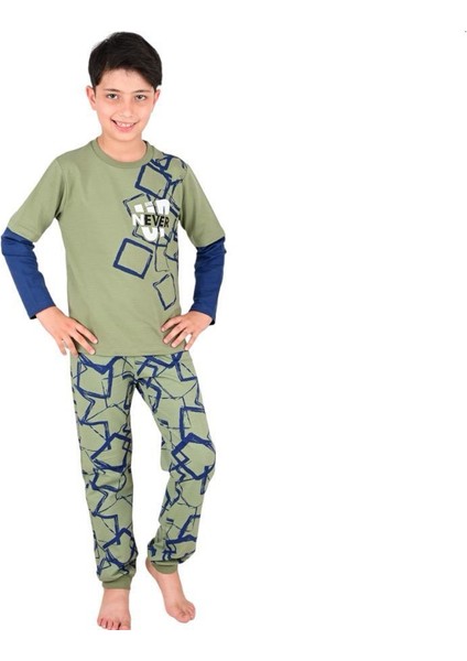 Erkek Çocuk Niver Give Up %100 Pamuk Pijama Takımı