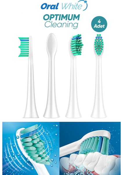 Sonic Optimum Cleaning Teknolojisi Philips Sonicare Uyumlu 4 Adet Yedek başlık