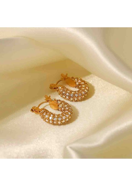 316L Çelik Gold Zirkon Taşlı Trend Küpe fırsatları