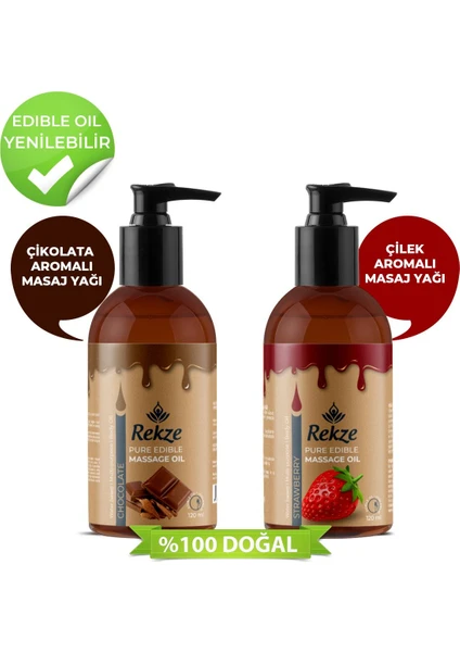 Doğal Çikolata ve Çilek Aromalı Aphrodisiac Vücut Masaj Yağları 120 ml